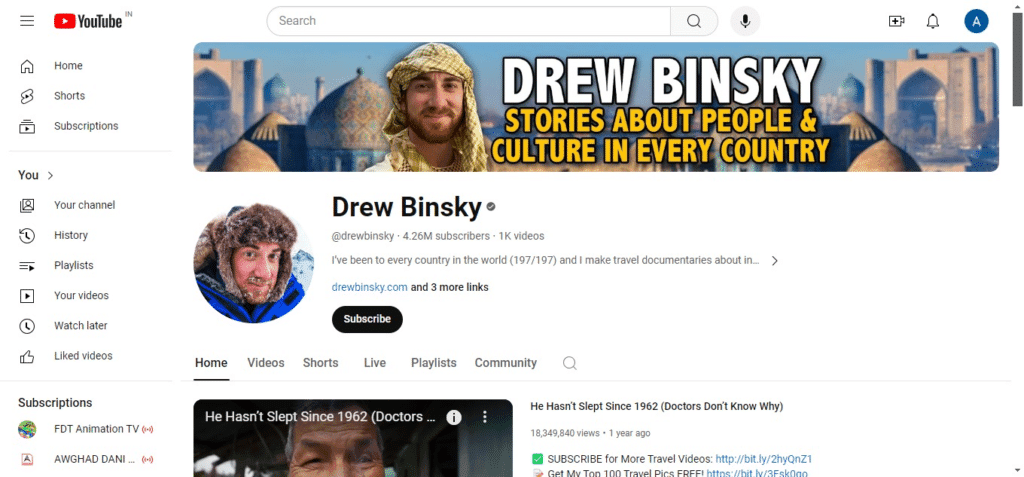 30 Best Travel Youtube Channels 9 Drew Binsky