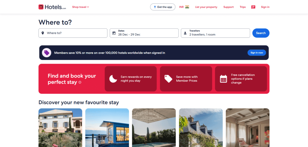 Hotels.com Best Hotel Booking Website In India