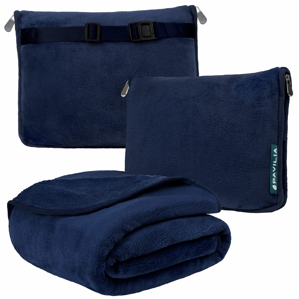 10 Best Travel Blankets for Comfort & Easy Portability 7  PAVILIA Travel Blanket and Pillow