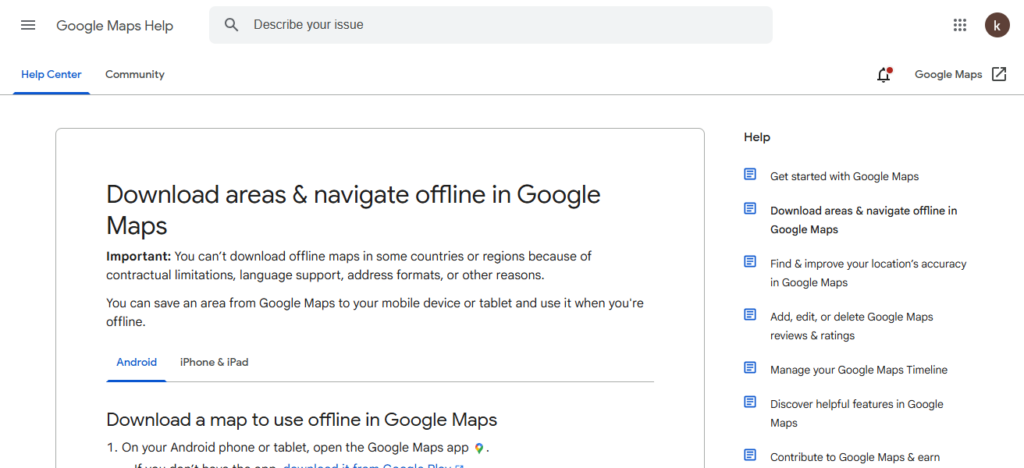Google Maps (Offline)