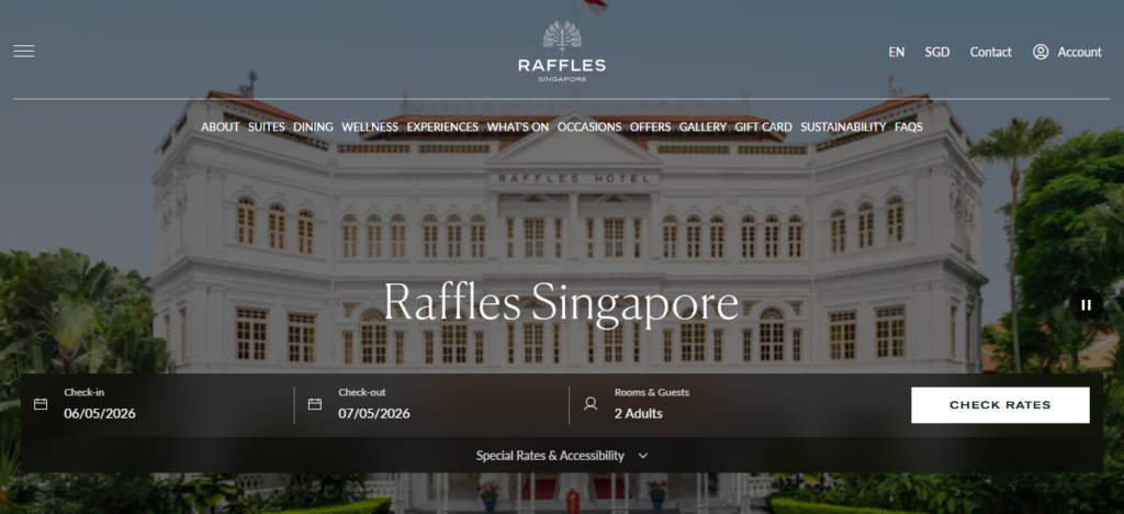 20 Best Luxury Hotels In The World 2026 – Ultimate Premium Stays Guide 5 Raffles Singapore (Singapore)