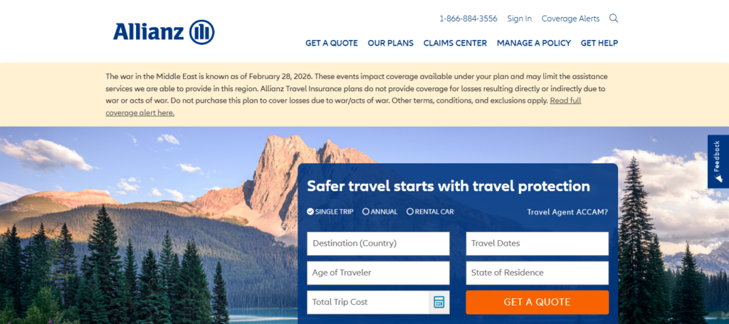 10 Best Travel Insurance Plans for Digital Nomad Equipment 4 Allianz Partners Travel Insurance