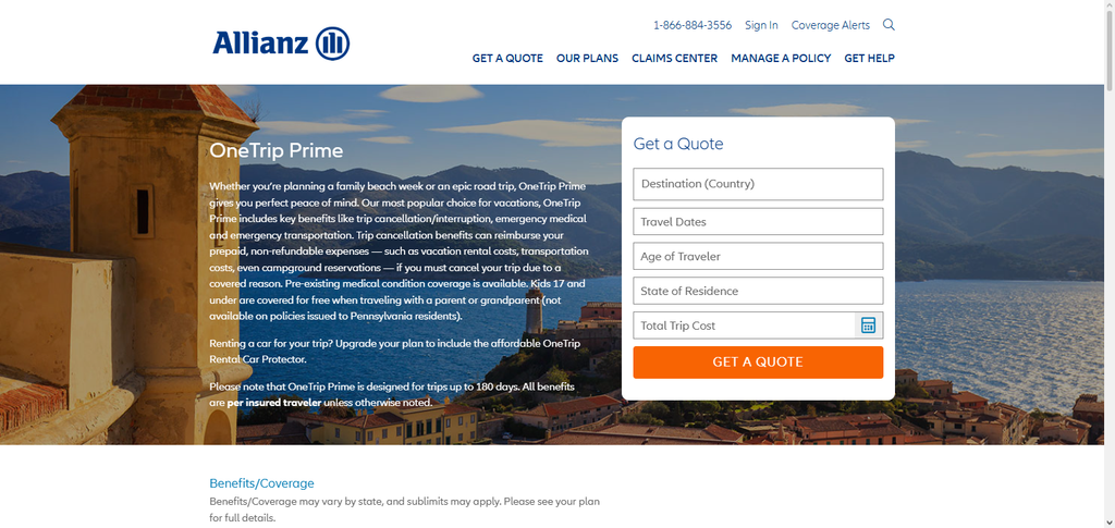 10 Travel Insurance Plans With Cancel for Any Reason Coverage 2 Allianz OneTrip Prime/Premier