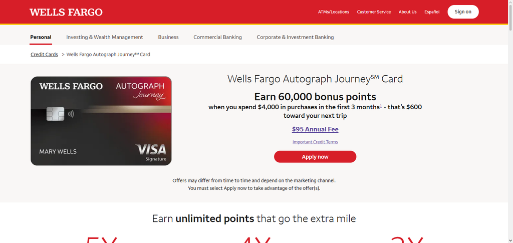 10 Best Points & Miles Cards for Transfer Partners 10 Wells Fargo Autograph Journey℠