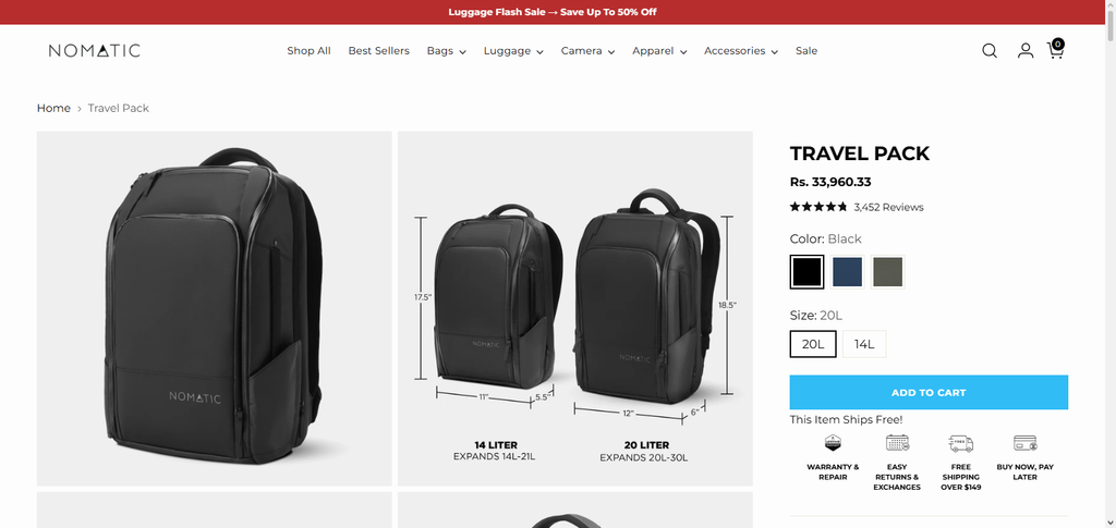 10 Travel Backpacks Airlines Rarely Flag as Oversized 2 NOMATIC Travel Pack