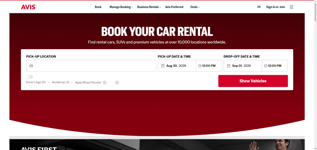10 Car Rental Platforms With Transparent Pricing in 2026 4 Avis