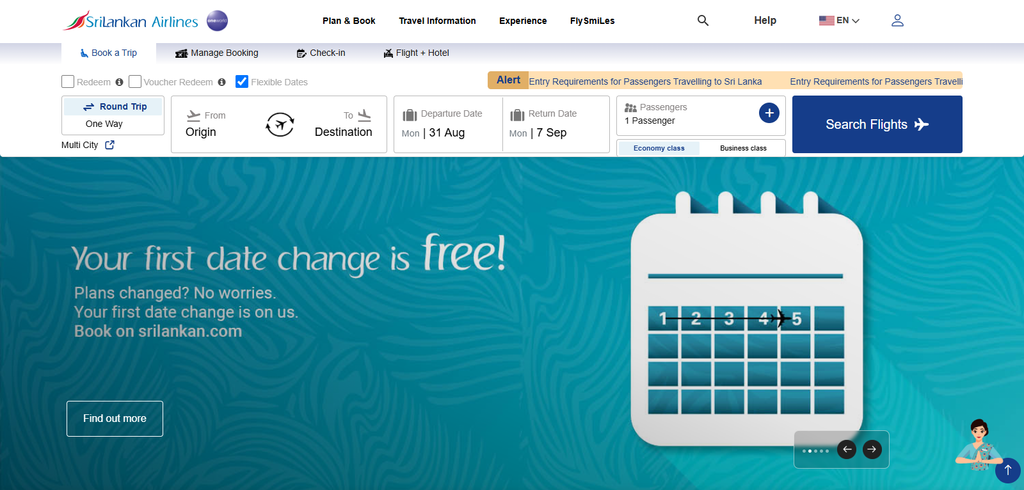 10 Airlines With the Best Free Checked Bags in 2026 9 SriLankan Airlines