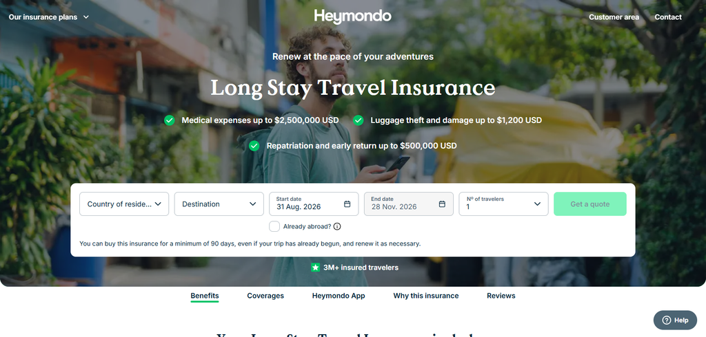 10 Best Long-Term Travel Insurance Plans for Digital Nomads 5 Heymondo Long Stay