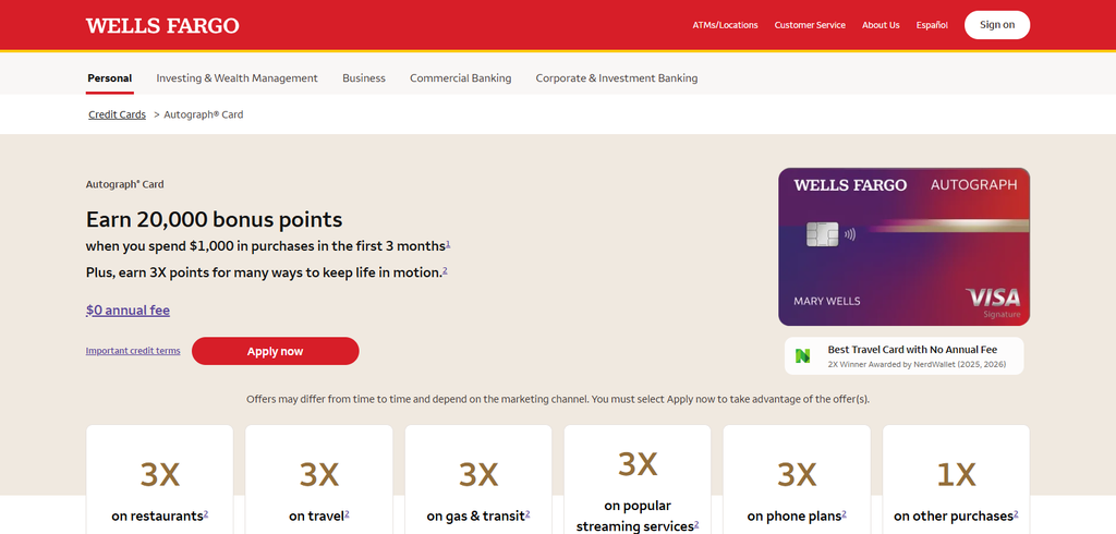 10 Travel Rewards Cards With No Blackout Dates in 2026 9 Wells Fargo Autograph