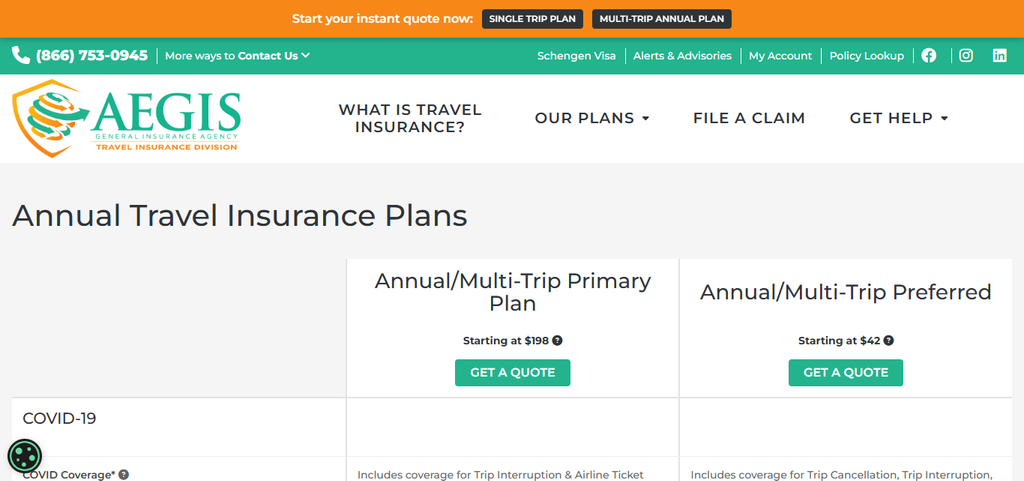 10 Best Annual Travel Insurance Plans for 2026: Top Picks 10 Aegis Annual Multi-Trip